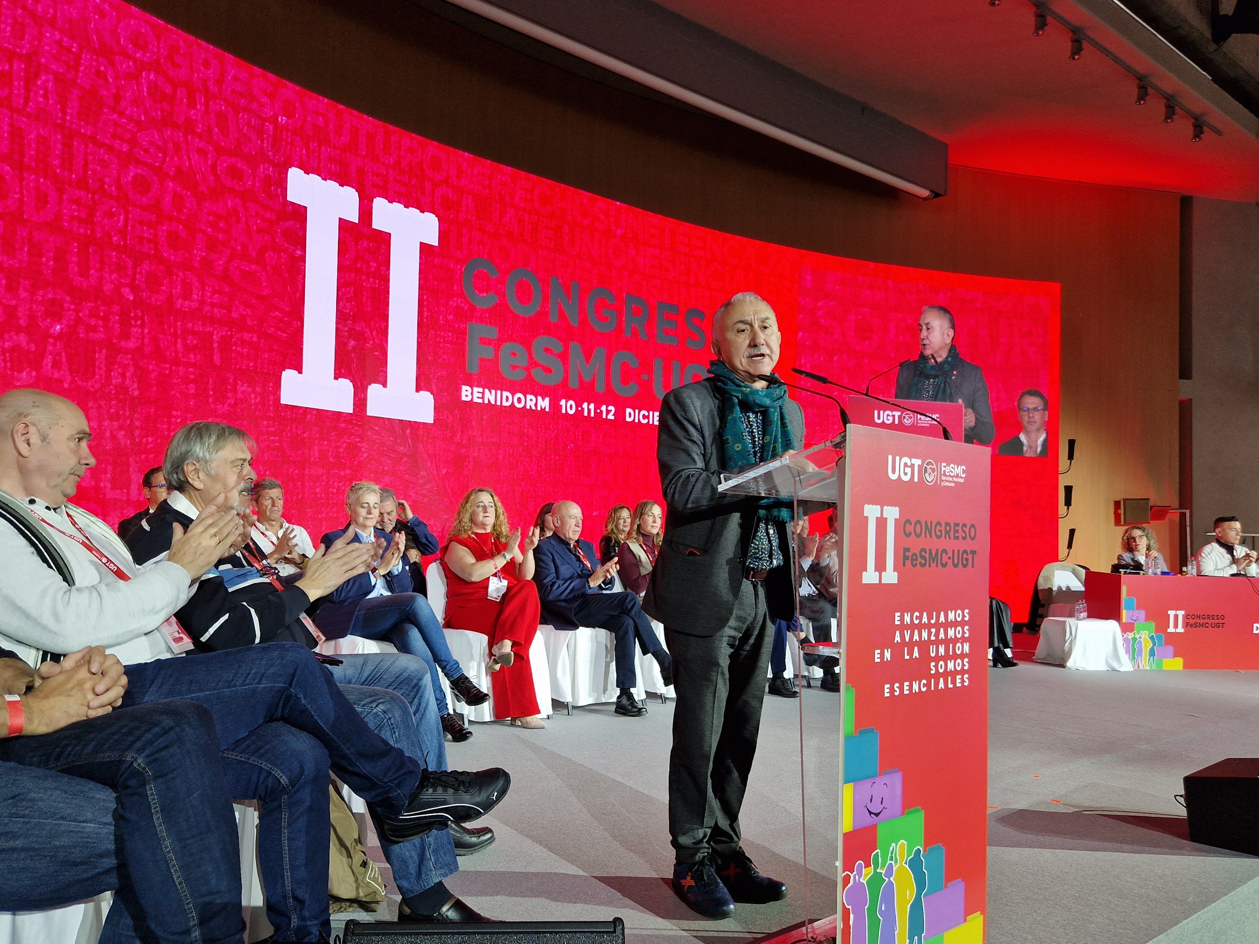 Pepe Álvarez en la clausura del Congreso FesMC