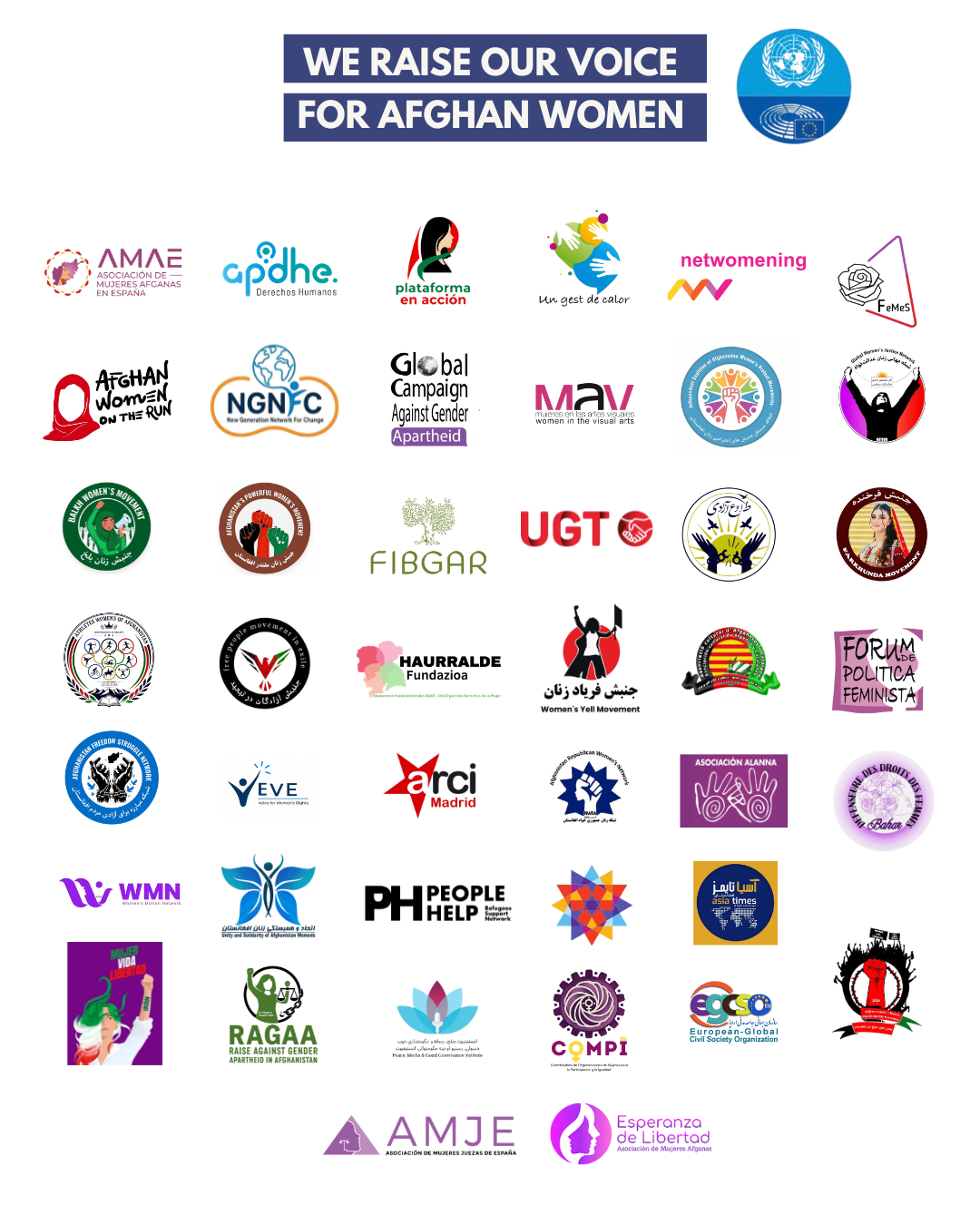 Campaña we raise our voice for afghan women