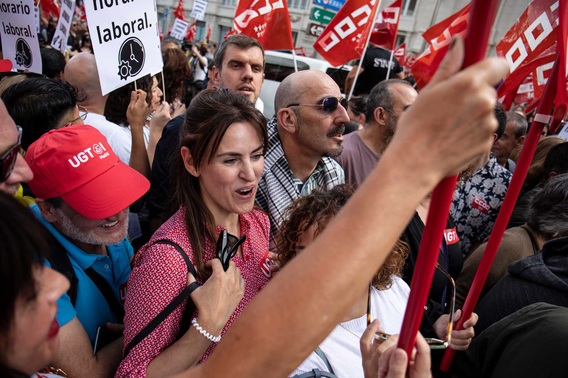 Cristina Estévez y Fernando Luján en las movilizaciones por la Reducción de jornada laboral