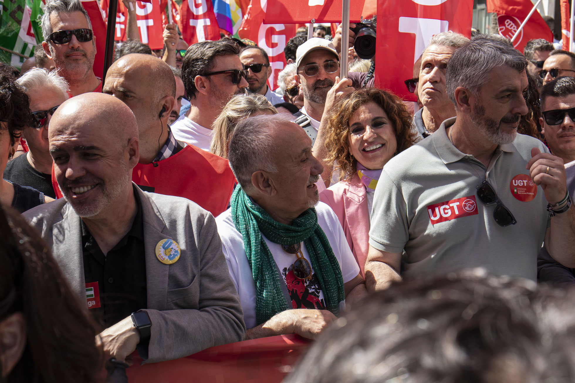 8. Unai Sordo, Pepe Álvarez, Mª Jesús Montero y Oskar Martín en el Primero de Mayo en Málaga.
