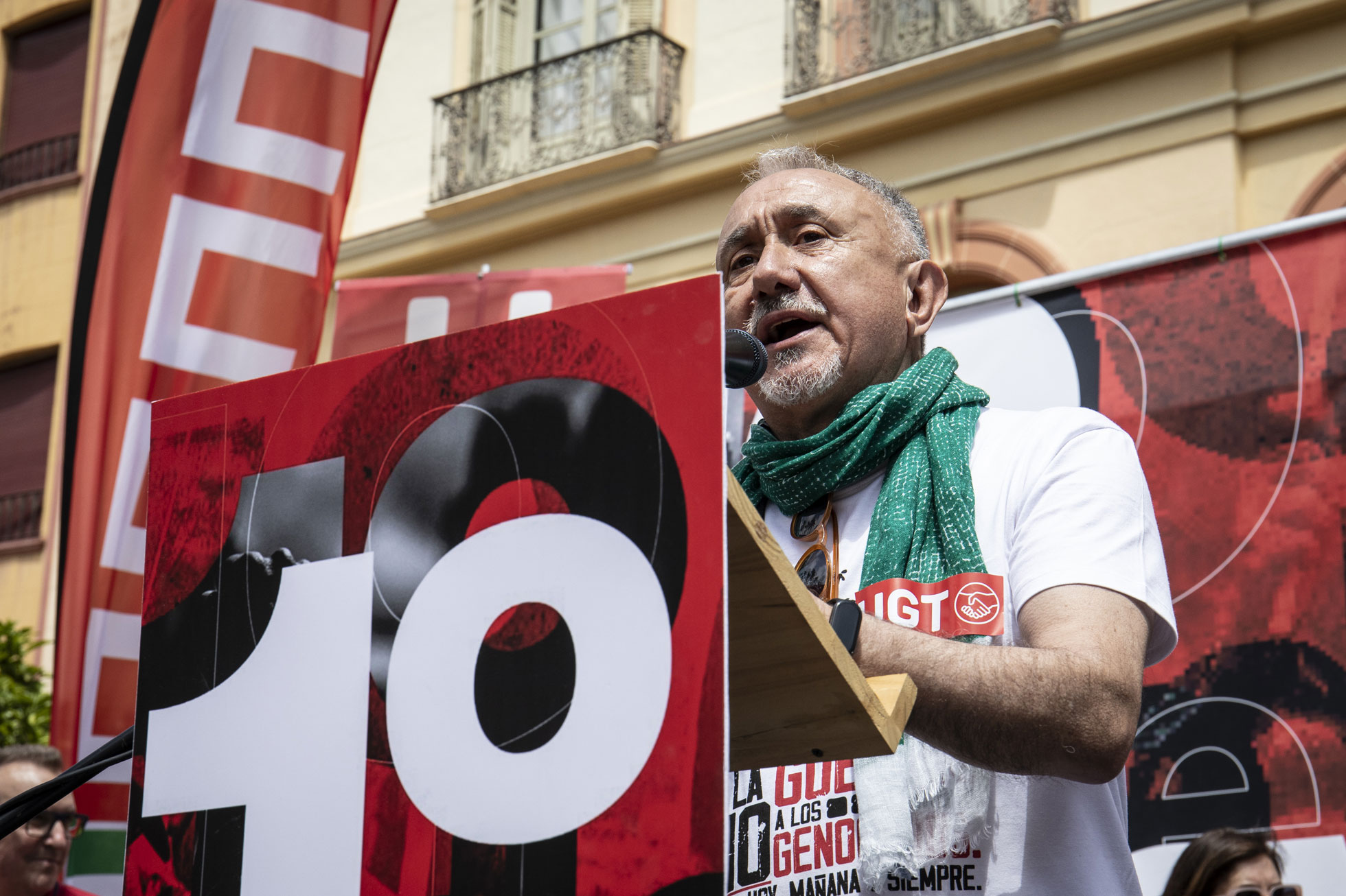 13. Pepe Álvarez, secretario general de UGT, durante el acto en el Primero de Mayo. 