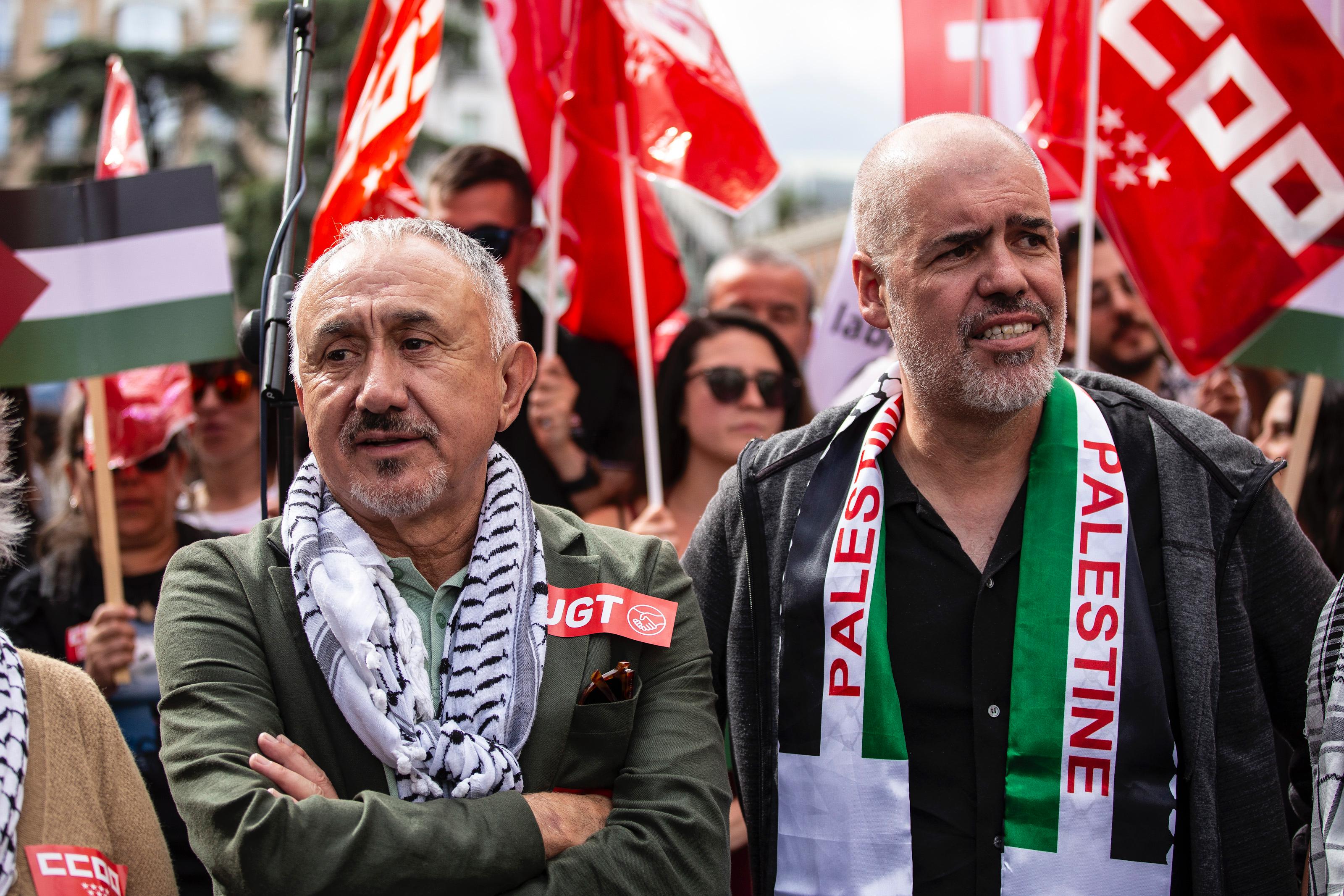 Madrid. Pepe Álvarez y Unai Sordo, secretarios generales de UGT y CCOO respectivamente