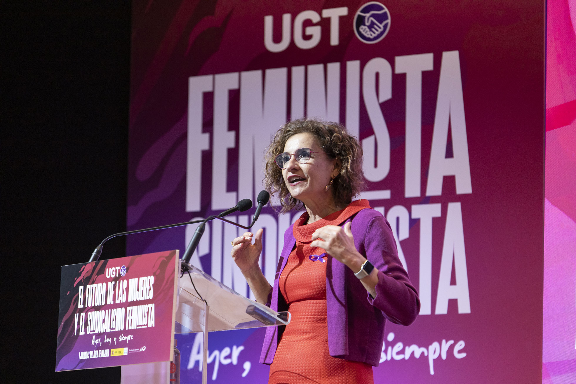 La vicepresidenta primera del Gobierno María Jesús Montero, en la clausura del acto