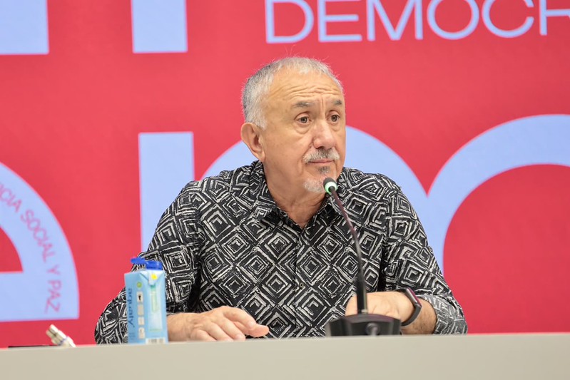 Pepe Álvarez en la rueda de prensa Por una Europa en democracia