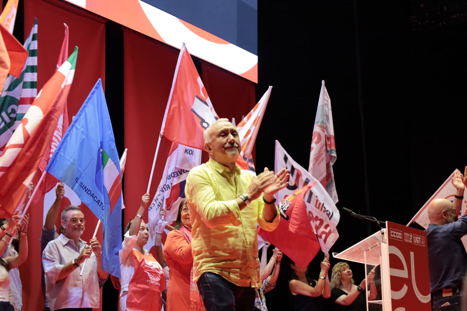 Pepe Álvarez en el Palacio Vistalegre en la asamblea Por Una Europa en Democracia