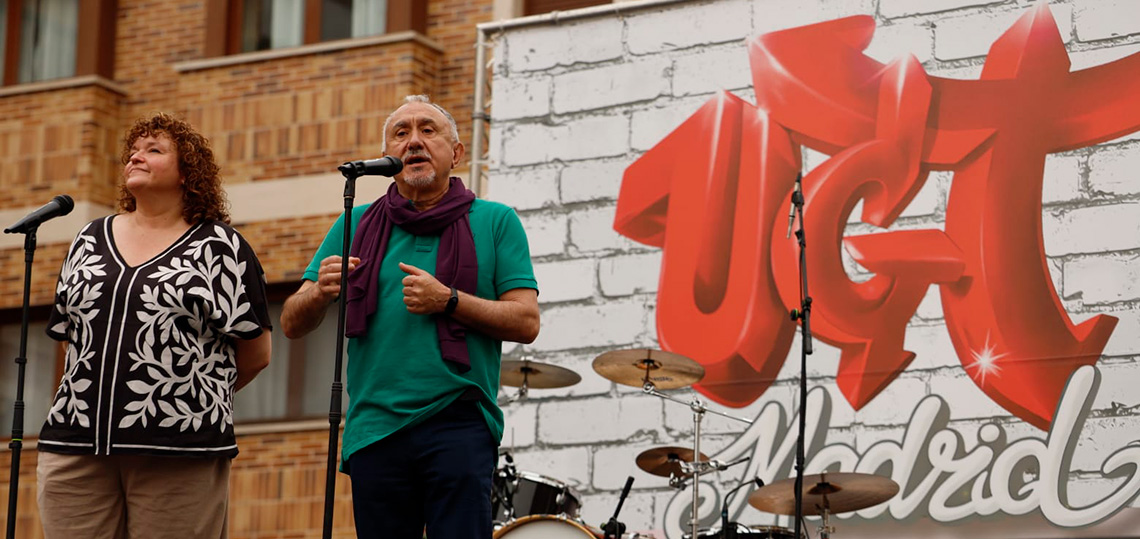 Pepe Álvarez y Susana Huertas en un acto de UGT en Fuenlabrada.